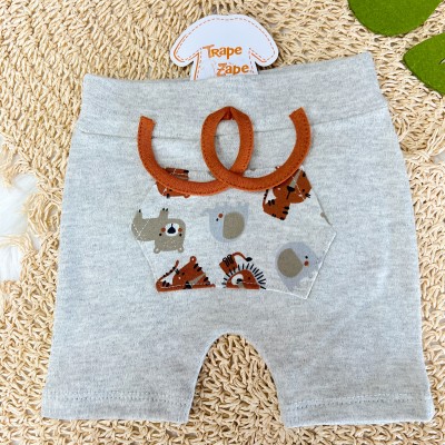 Conj. Body Manga Curta Safari, Shorts e Babador Bandana - Ferrugem e Mescla